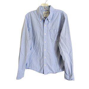 Abercrombie & Fitch Muscle Button Down Shirt Mens XL Blue Polka Dot Long Sleeve